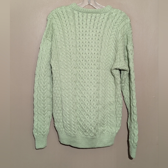 Carraig Donn Fisherman Wool Knit Sweater, Size: Small, Color:Green - Picture 4 of 4